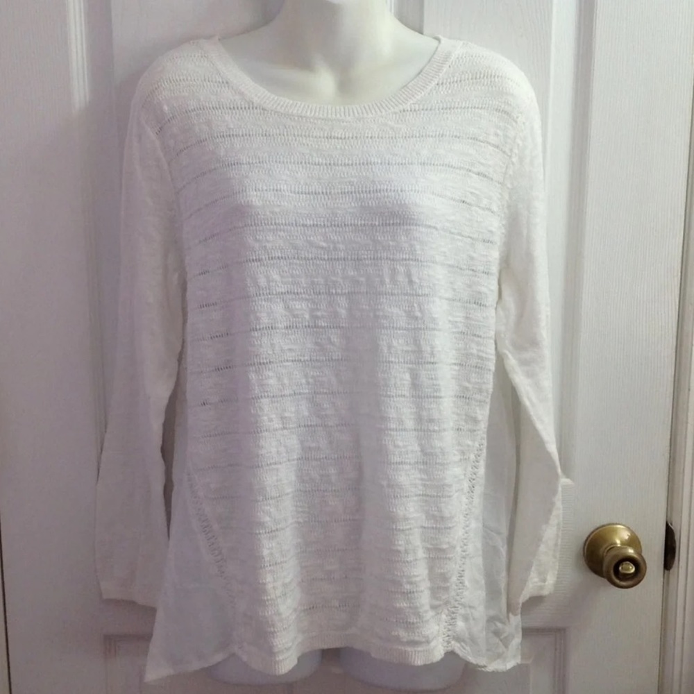 White knit cotton/rayon, LG